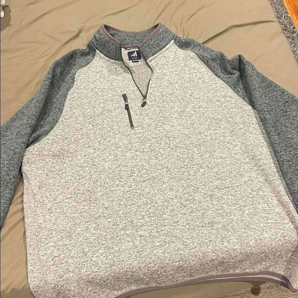 johnnie-O Gray and Green Zip-Up Sweater